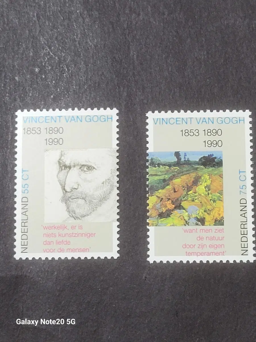 1990년 네덜란드 빈센트 반 고흐 서거100주년기념 우표 2종Vincent Van Gogh
