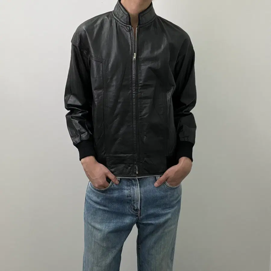 vtg 빈티지 소가죽 블루종 자켓 L