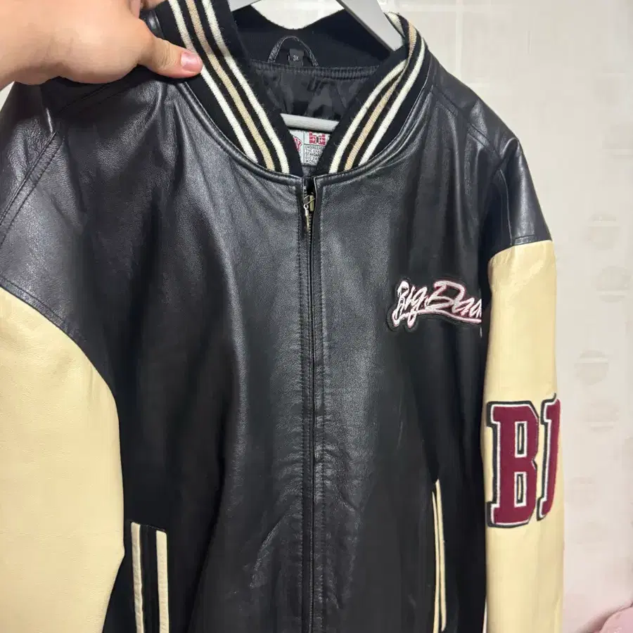 빅대디 BIG DADDY 천연가죽 자수 바시티 재킷 3XL