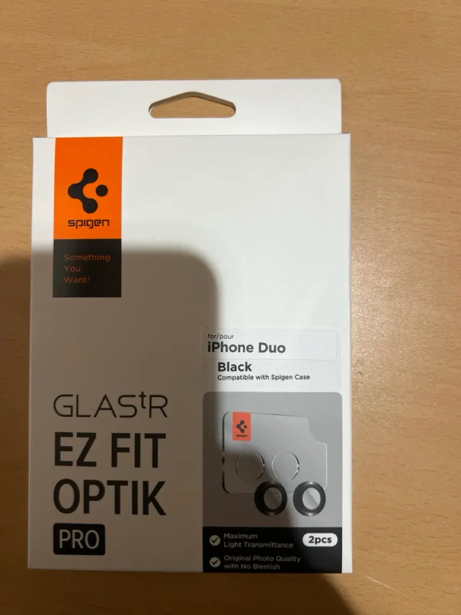 스피젠 아이폰 듀오 블랙 EZ FIT OPTIK PRO 2개입