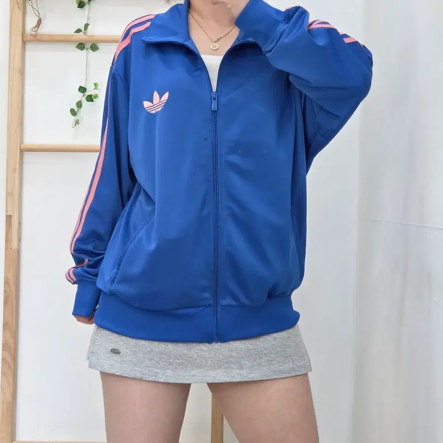 [XL] 아디다스 파이어버드 루즈핏 저지 트랙탑 (블루/핑크)