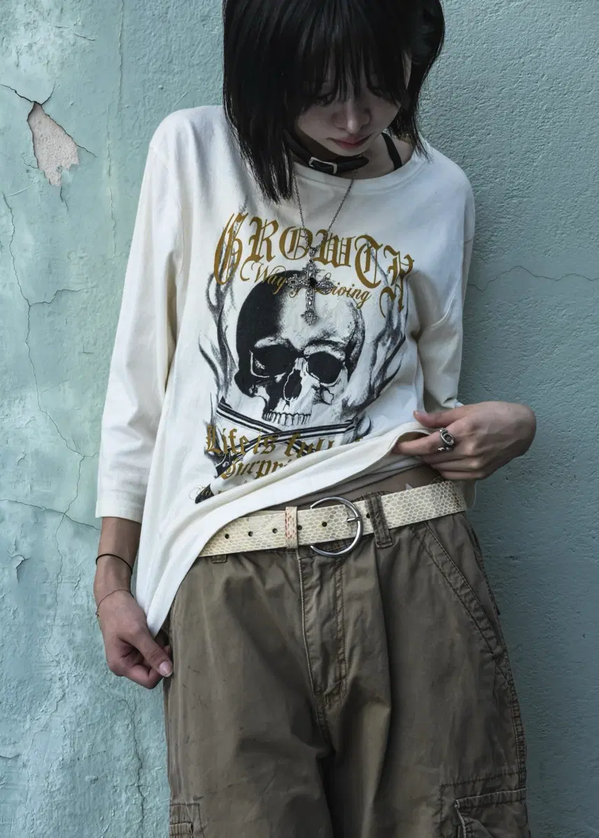 Skull Printed White Longsleeve