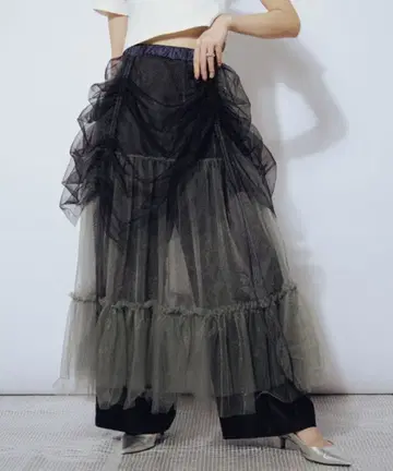 Ezick Drape shirring 튤 멀티 롱 스커트