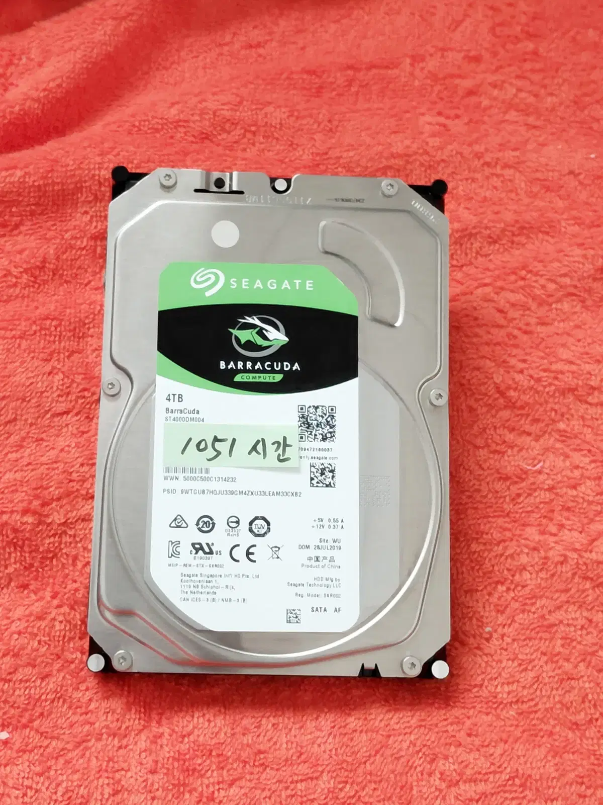 씨게이트 바라쿠다 HDD 4TB 5400/256M 1051시간