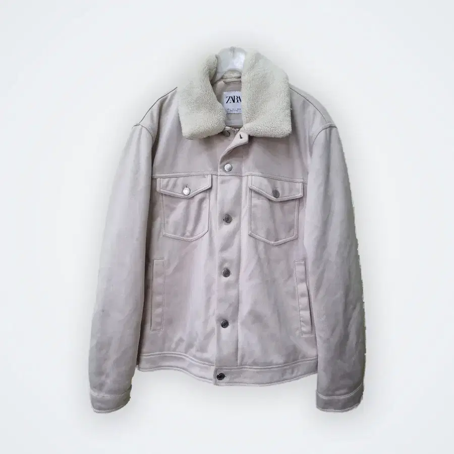 [L] 자라(ZARA) 페이크 스웨이드 셰르파 카라 누빔 자켓 베이지