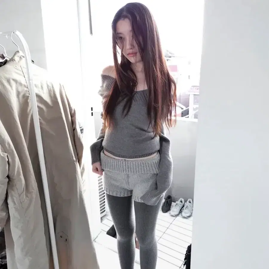 베이비랩 crochet micro pt 니트팬츠 그레이