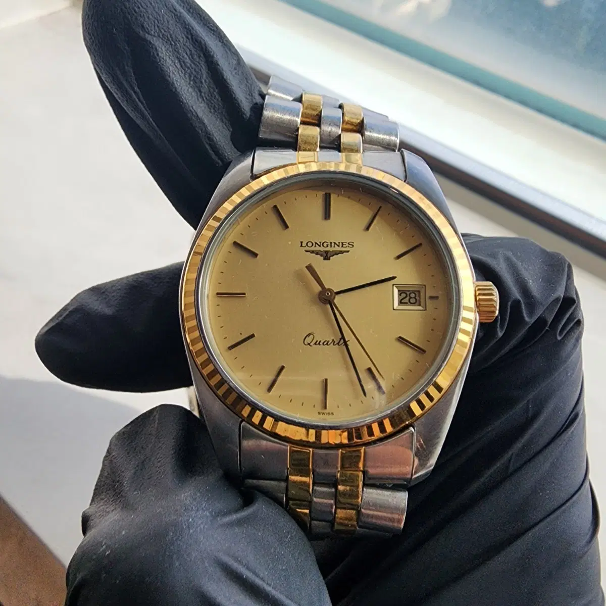 LONGINES 론진 빈티지 쿼츠 데이트 투톤 콤비 명품 시계