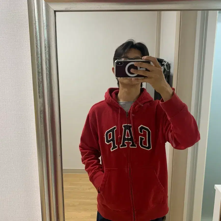 갭 후드집업 빨강 xl