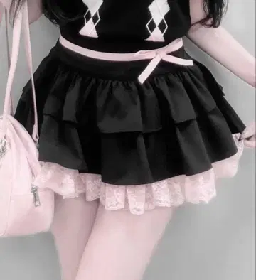 miko 기획 miko race layered skirt Black