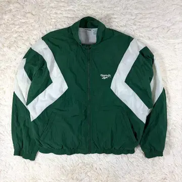 90s 리복 나일론 자켓 XL 그린 벡터 로고 자수 그린
