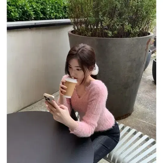 교신 제니오 앙고라 부들부들 핑크 퍼 니트