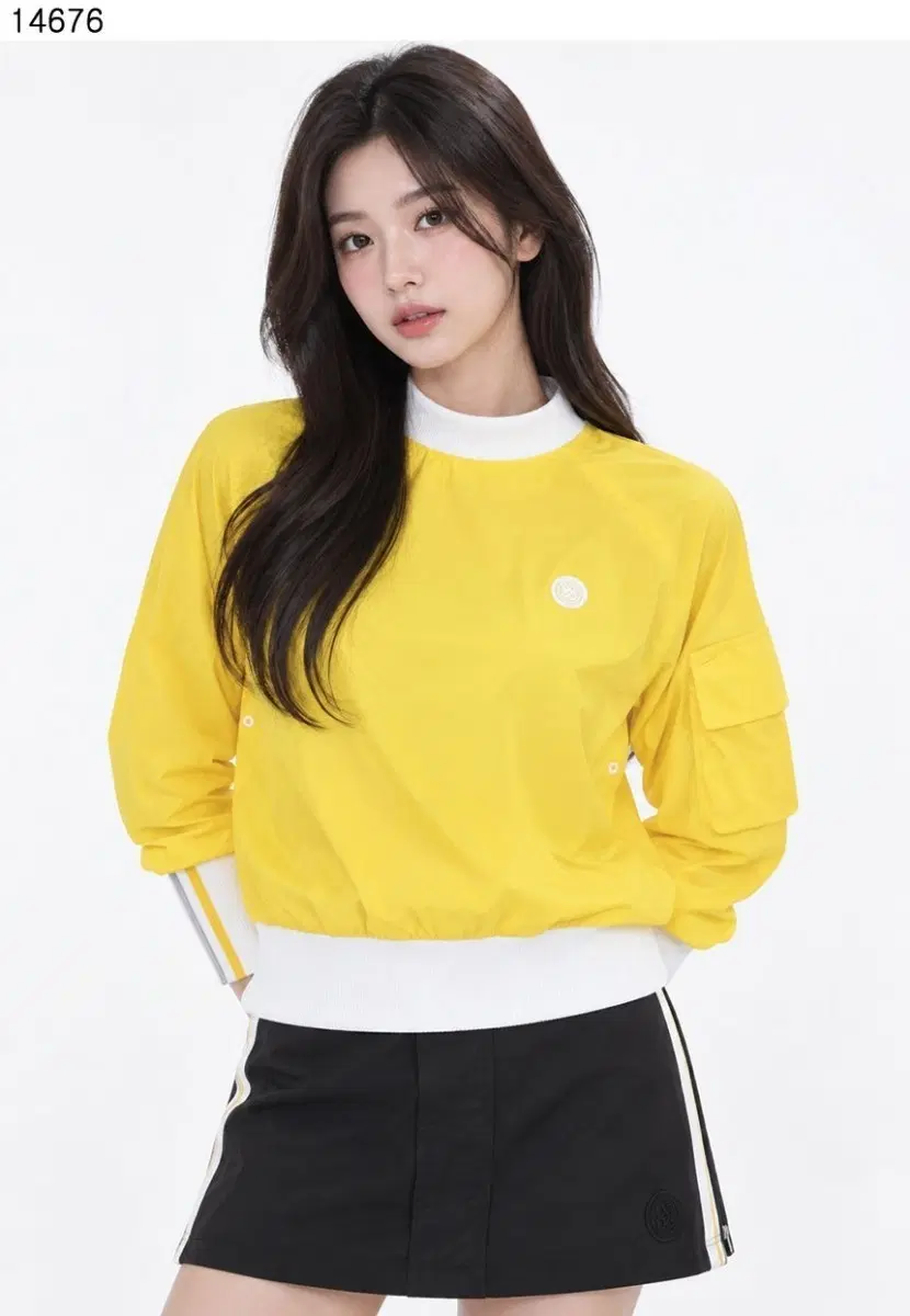 지포어 여성 크루넥 우븐 아우터 탑 티셔츠