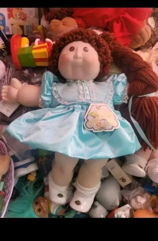 Cabbage Patch Kids 인형 파란색 드레스 양배추 인형 포쉐린 도자기