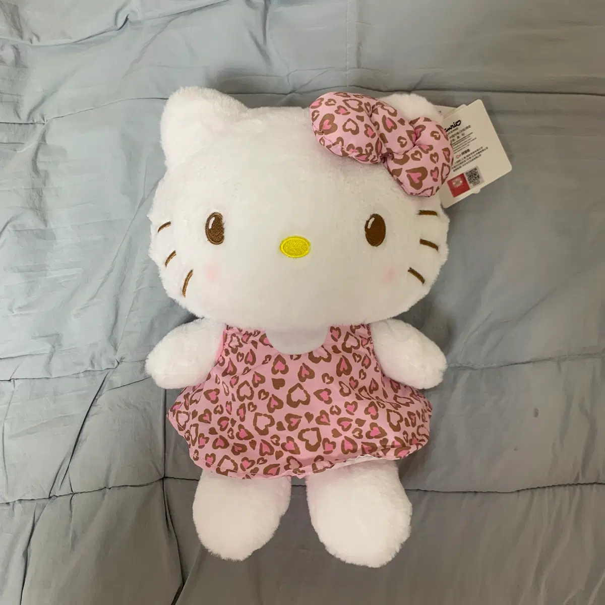 산리오 헬로키티 인형 핑크 레오파드 원피스