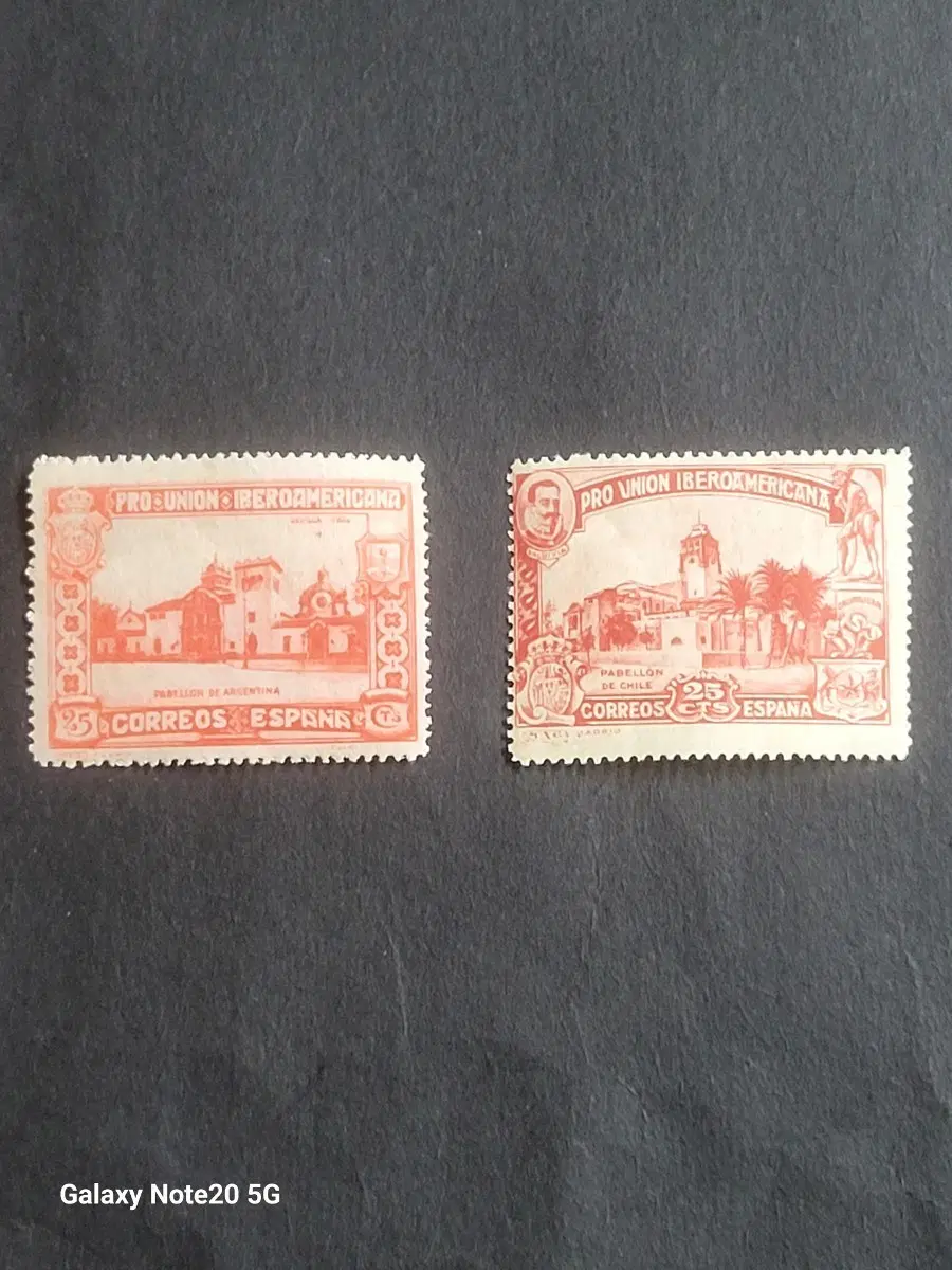 1930년 스페인 이베로 아메리카박람회기념 우표 2종Pro Union Ibero Americana
