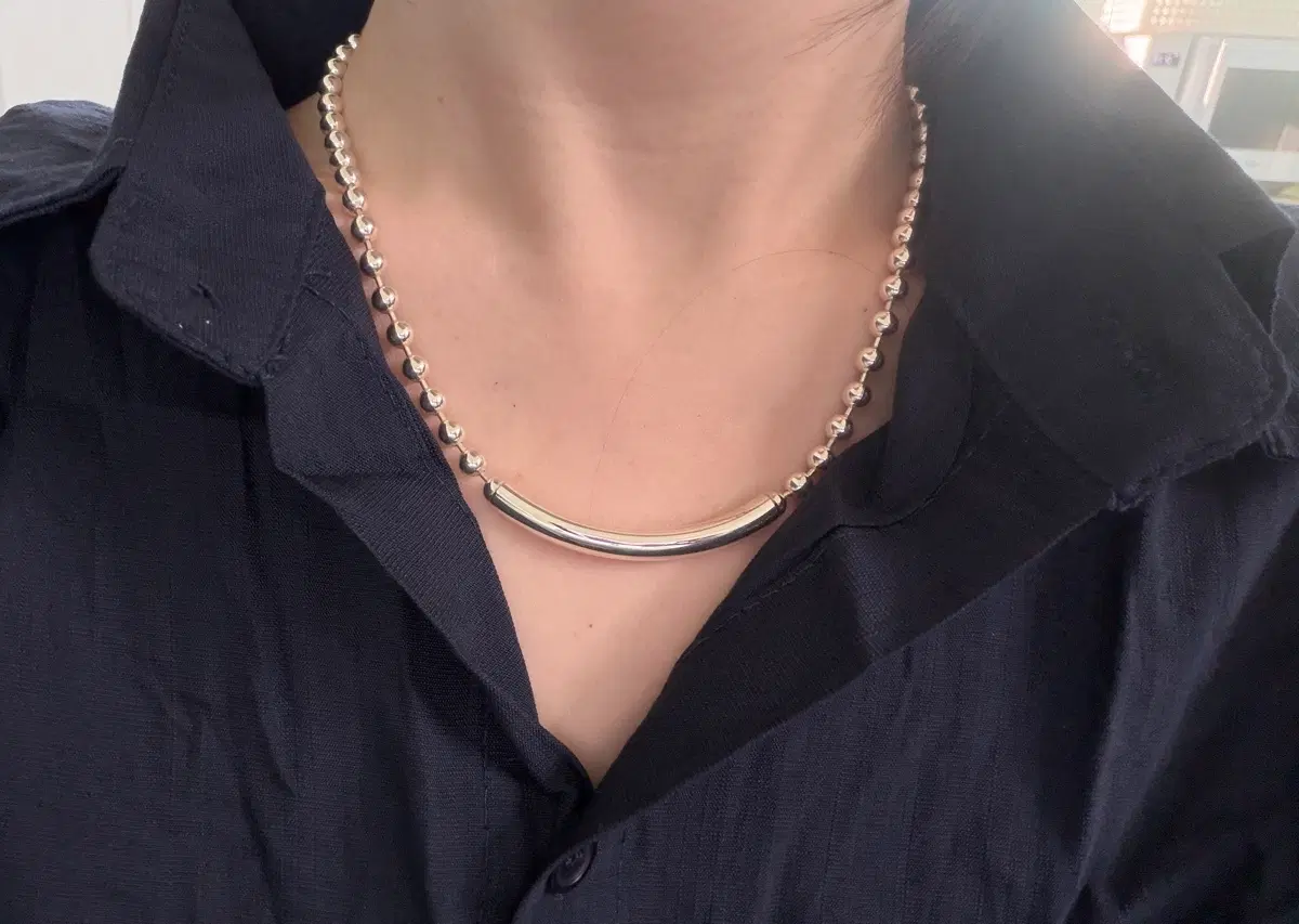 실버925 볼 체인 바 목걸이