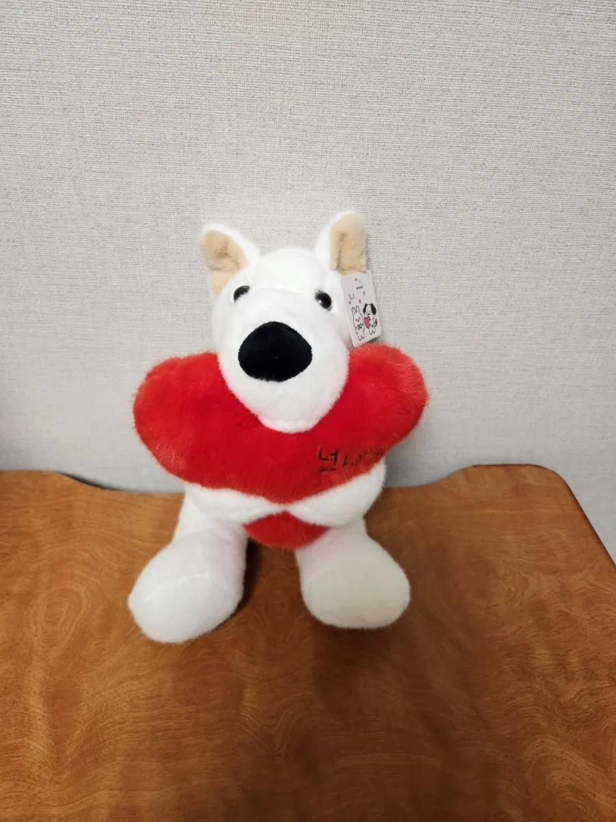 하트 품은 강아지 중형인형 텍있음