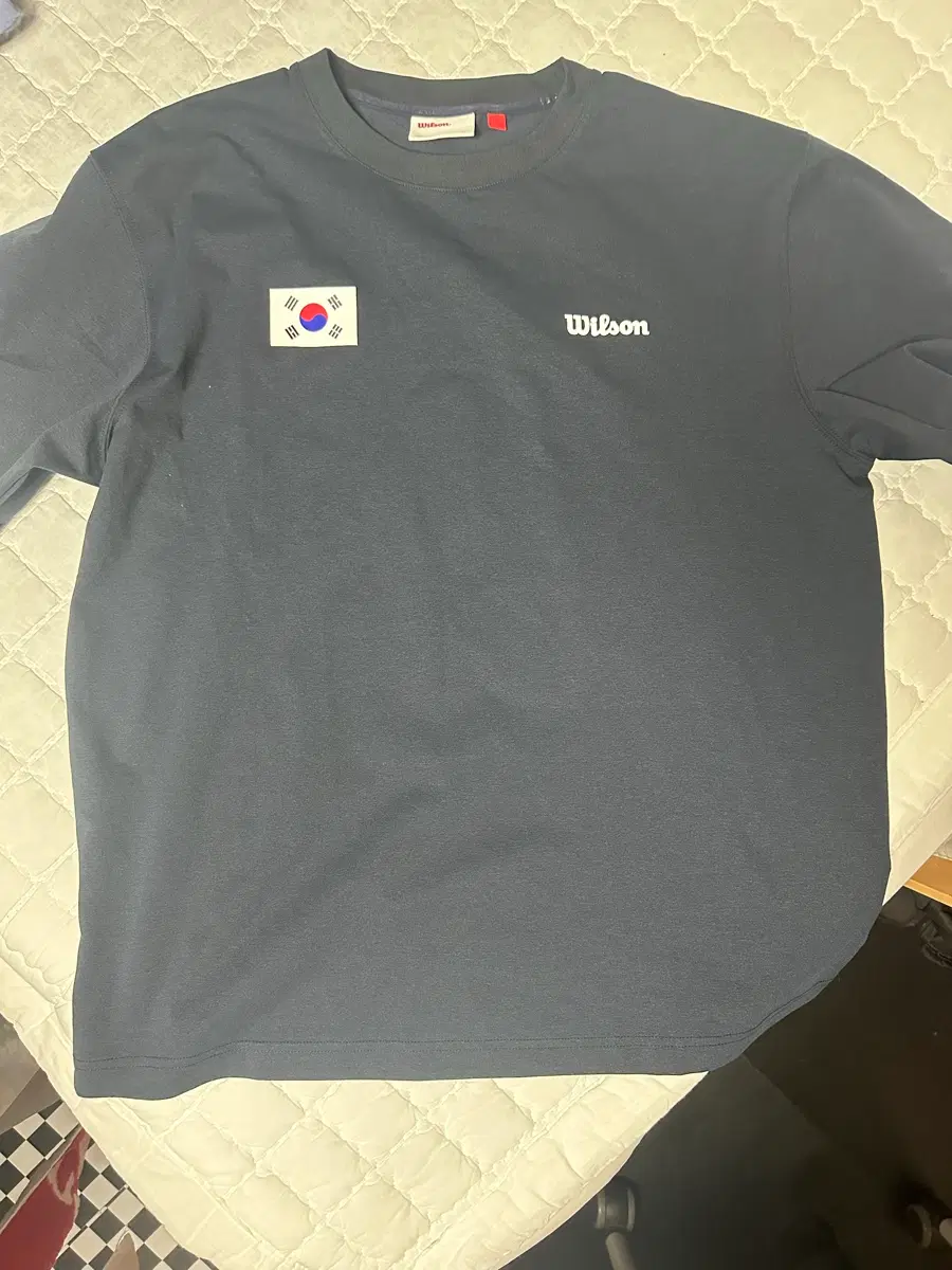 윌슨 반팔티 태극기 패치 네이비