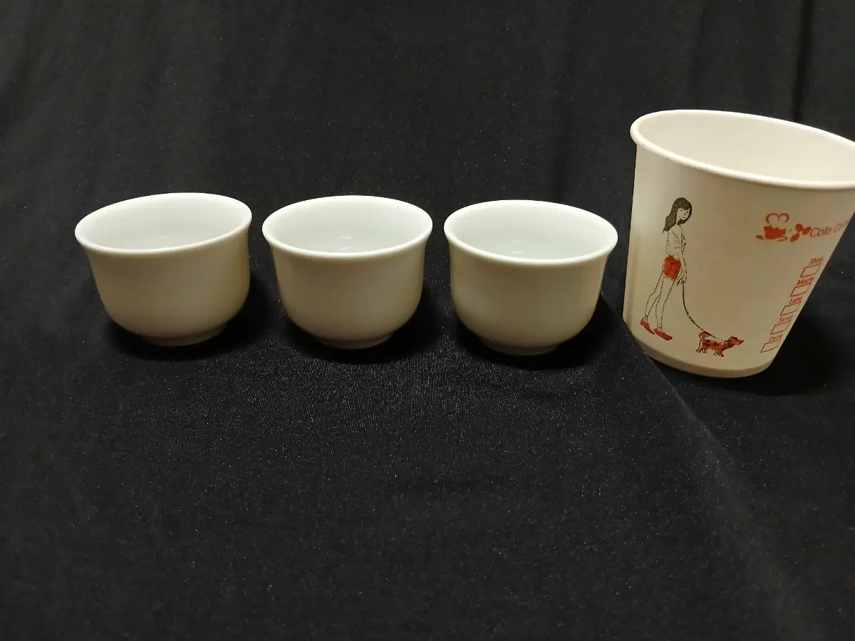 레트로) 1960년대 행남사(행남자기) 도자기 술잔 3개 일괄