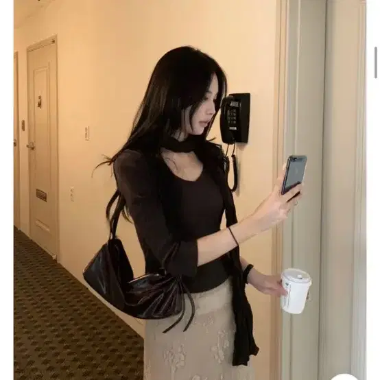 위우 시엘 플라워 시스루 미디스커트 베이지