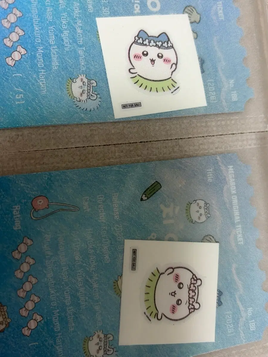 치이카와 인어섬 극장판 특전 스티커 띠부씰 교환 메가박스 메박 오리지널 티켓 오티 치이카와 하치와레 우사기