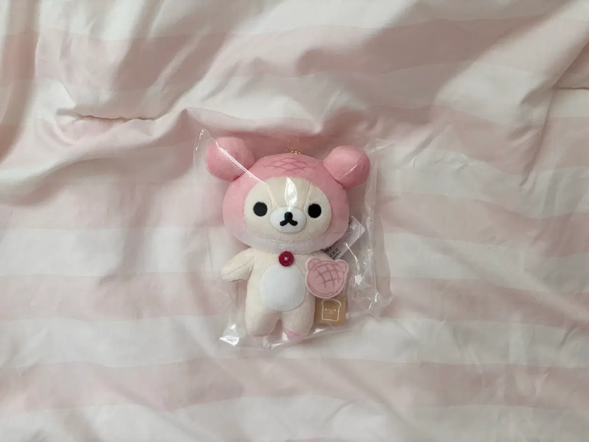 코리락쿠마 베이커리 메론빵 핑크 키링 인형 마스코트