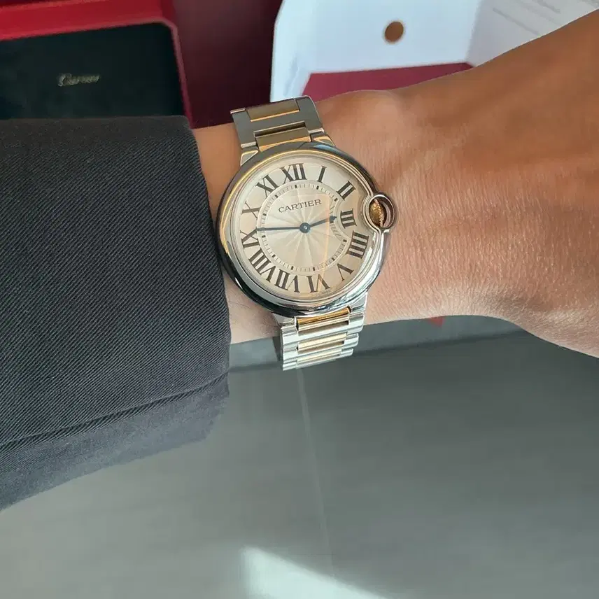 까르띠에 CARTIER 발롱 블루 드 18k 옐로우 골드 콤비 워치 36mm 사진 7
