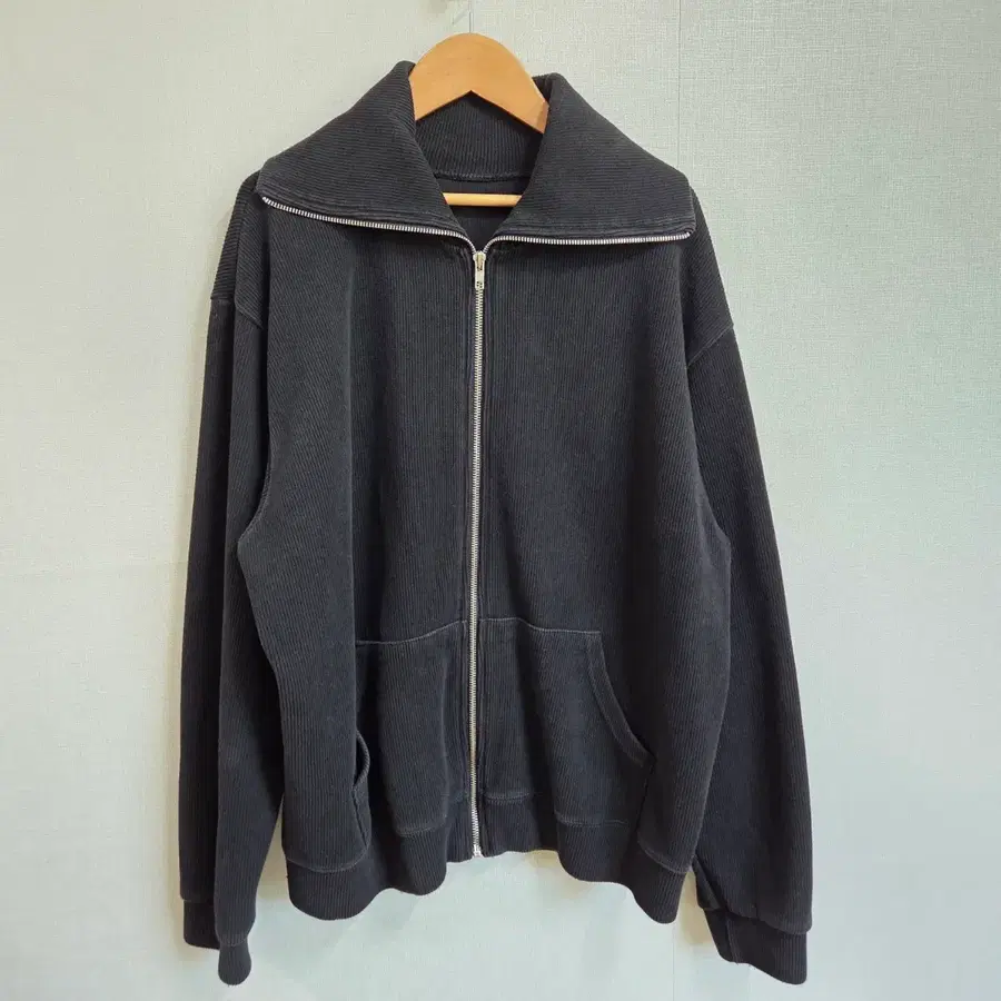 여성 도톰 블랙 골지 집업 니트 XXXL JJ4334