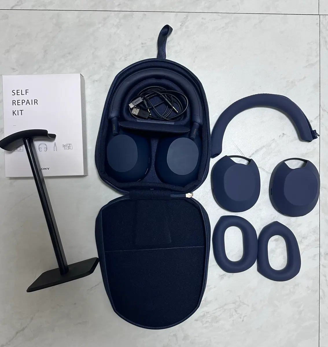풀셋+커버) 소니 WH-1000xm5 미드나잇블루 헤드폰 헤드셋