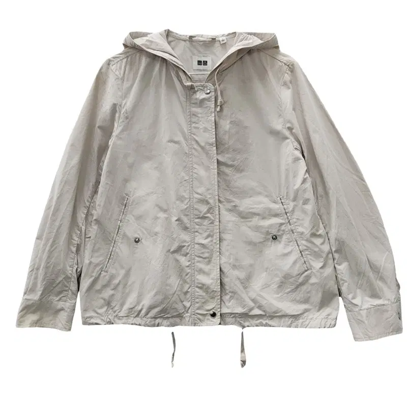 빈티지 UNIQLO 베이지 바람막이 후드 자켓 S