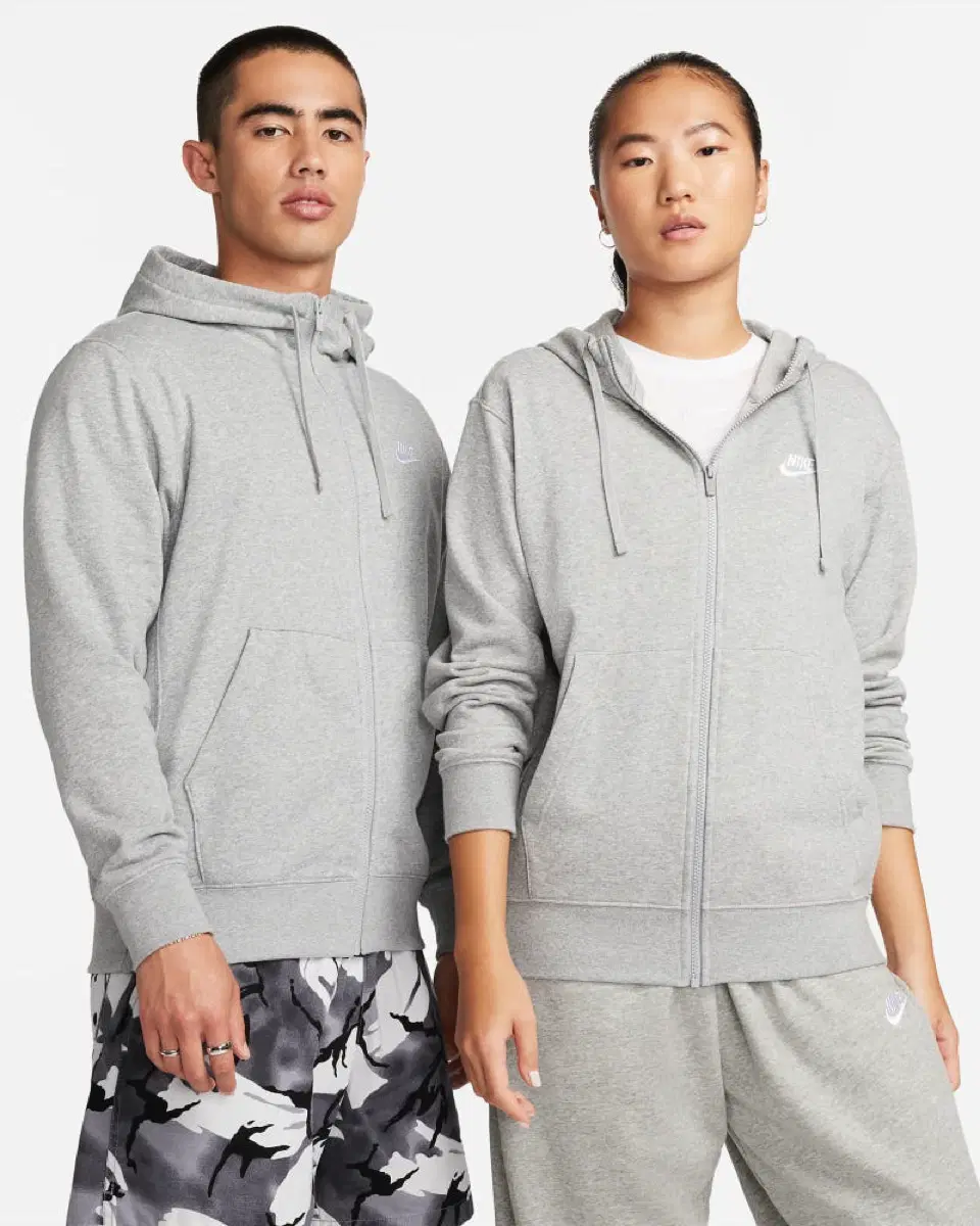 [XL] 나이키 NSW 클럽 풀 집 후드 그레이 헤더