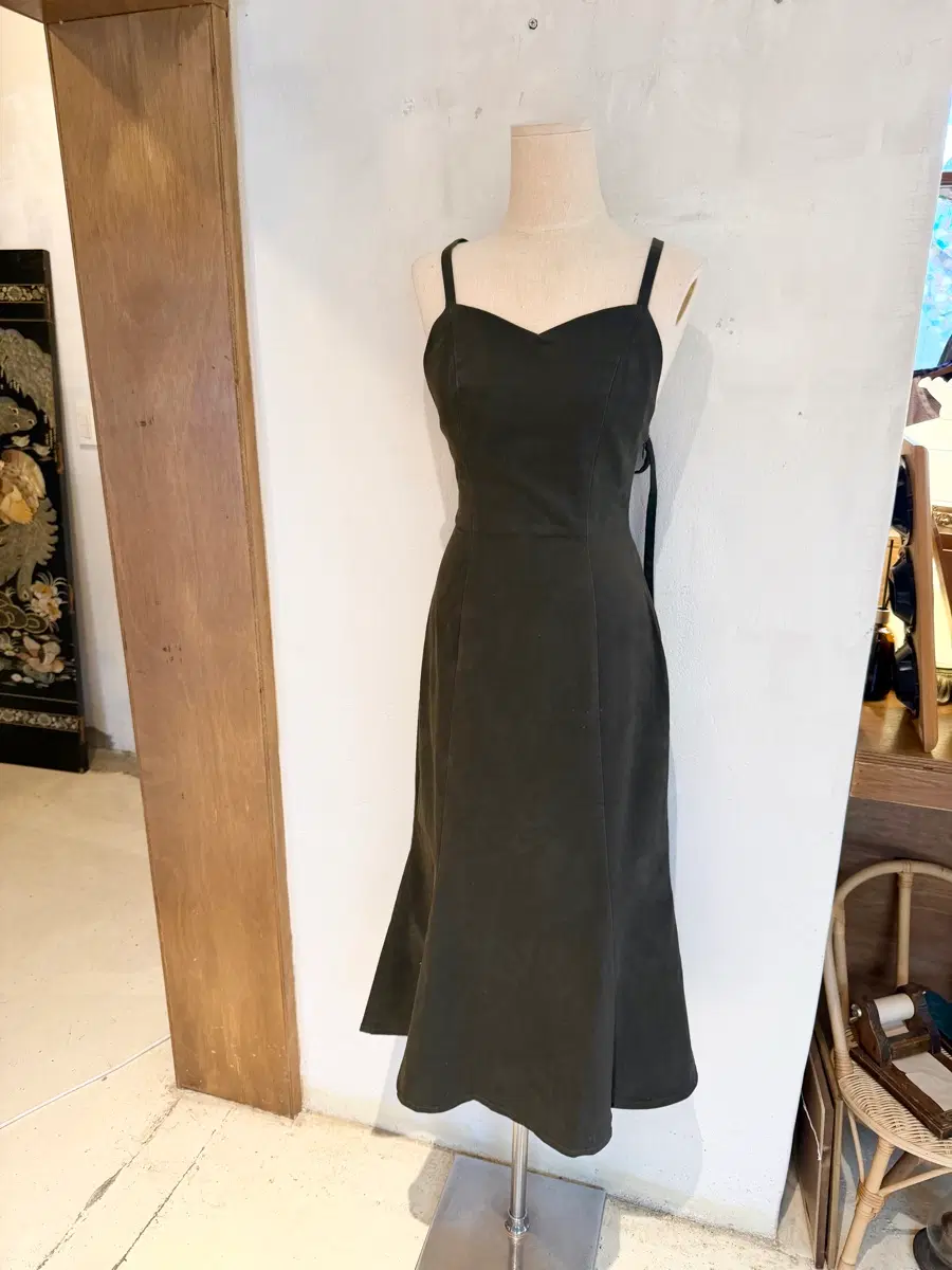 Japanese Vintage 카키색 뷔스티에 롱원피스