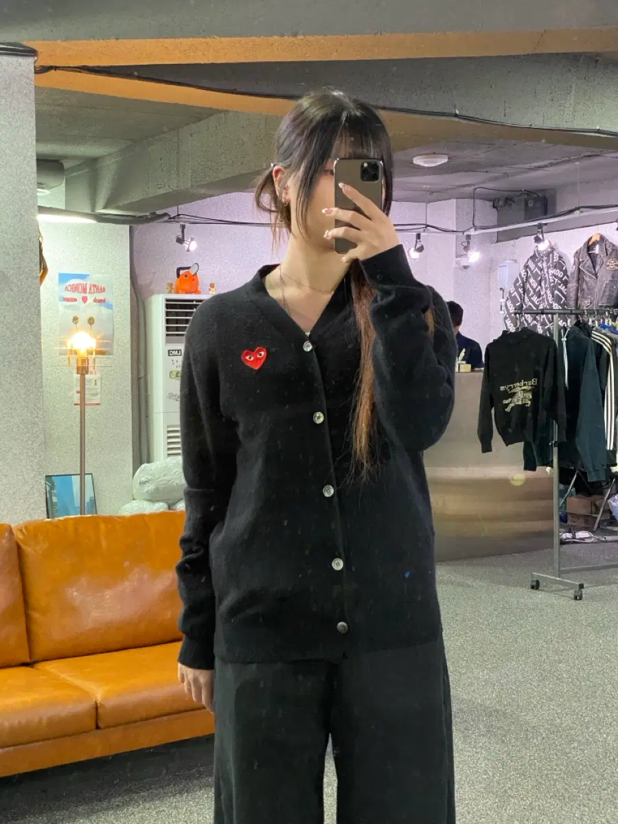 꼼데가르송 플레이 브이넥 가디건 B6083