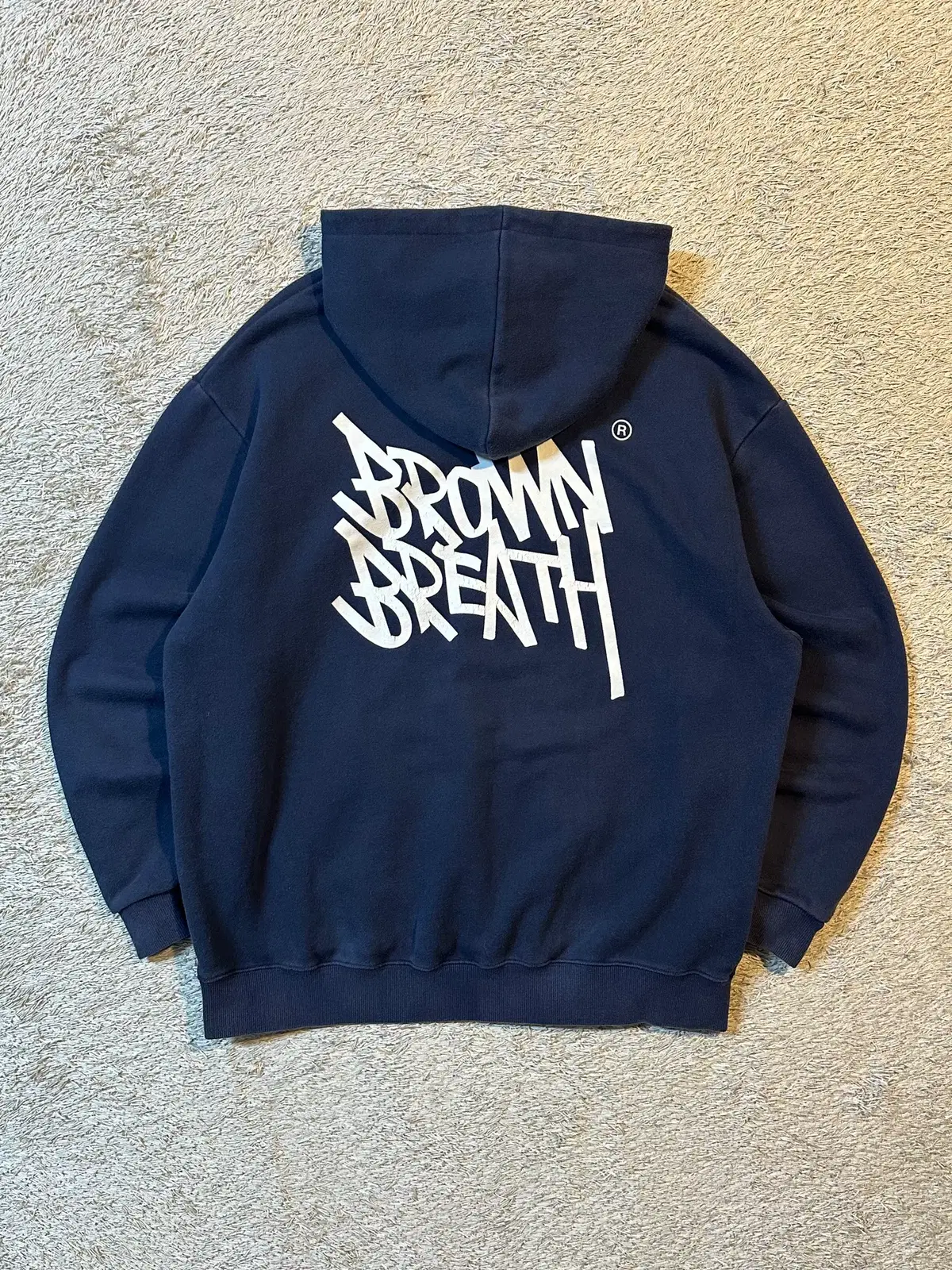 [L] 브라운브레스 BROWN BREATH TAG 후드티 네이비 화이트