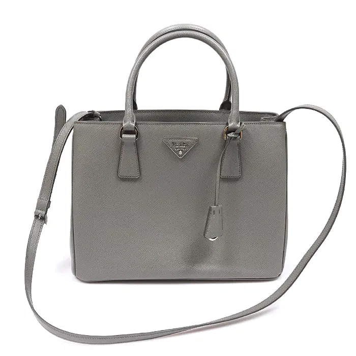 Prada(프라다) 1BA874 그레이 사피아노 럭스 트라이앵글 2WAY MUJ63366PR