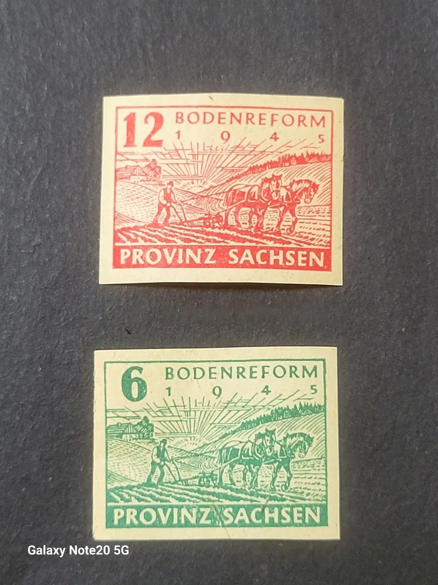 (독일우표)1945년 작센주 토지개혁기념 우표 2종Bodenreform 1945