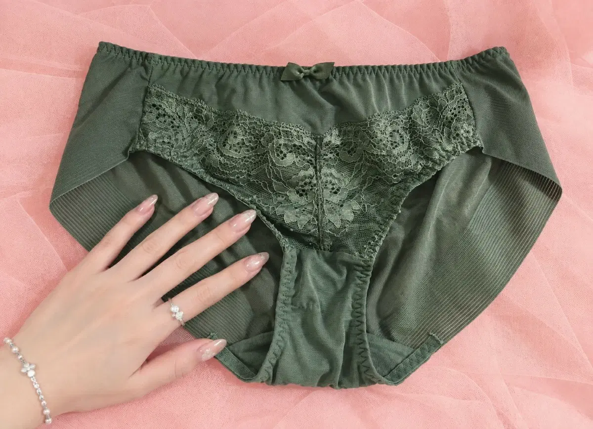(중고) 카키 레이스 여성팬티 속옷