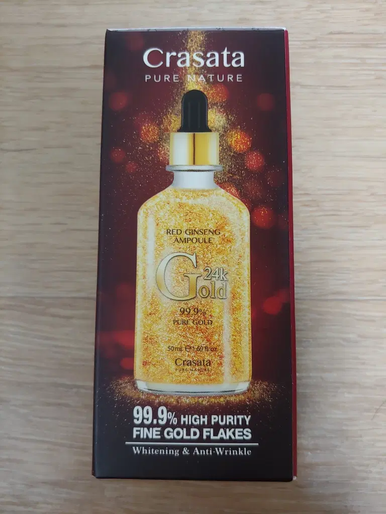 크라사타 레드 진생 24K 골드 앰플 50ml 피부 활력 증가, 보습, 미백