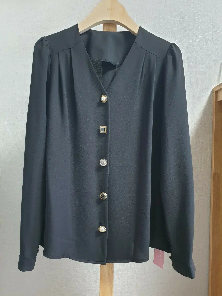 블라우스 진주 단추 셔츠 싸이즈F