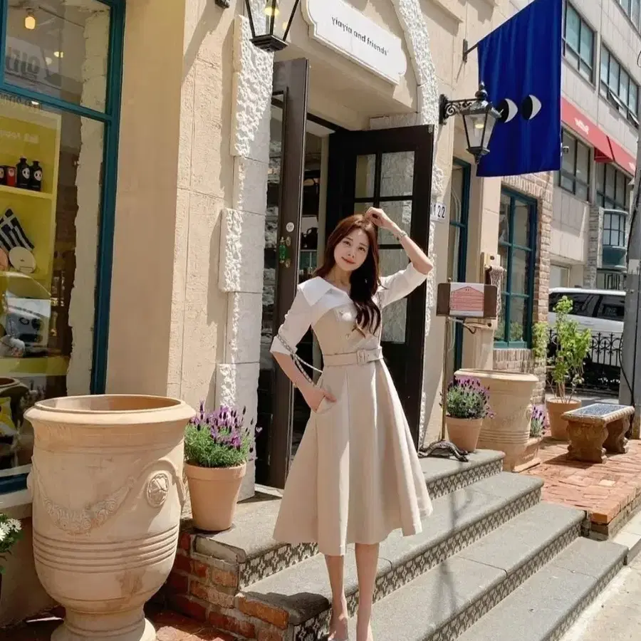 교신 로아르 트렌치코트 여성 원피스 베이지색 롱 원피스