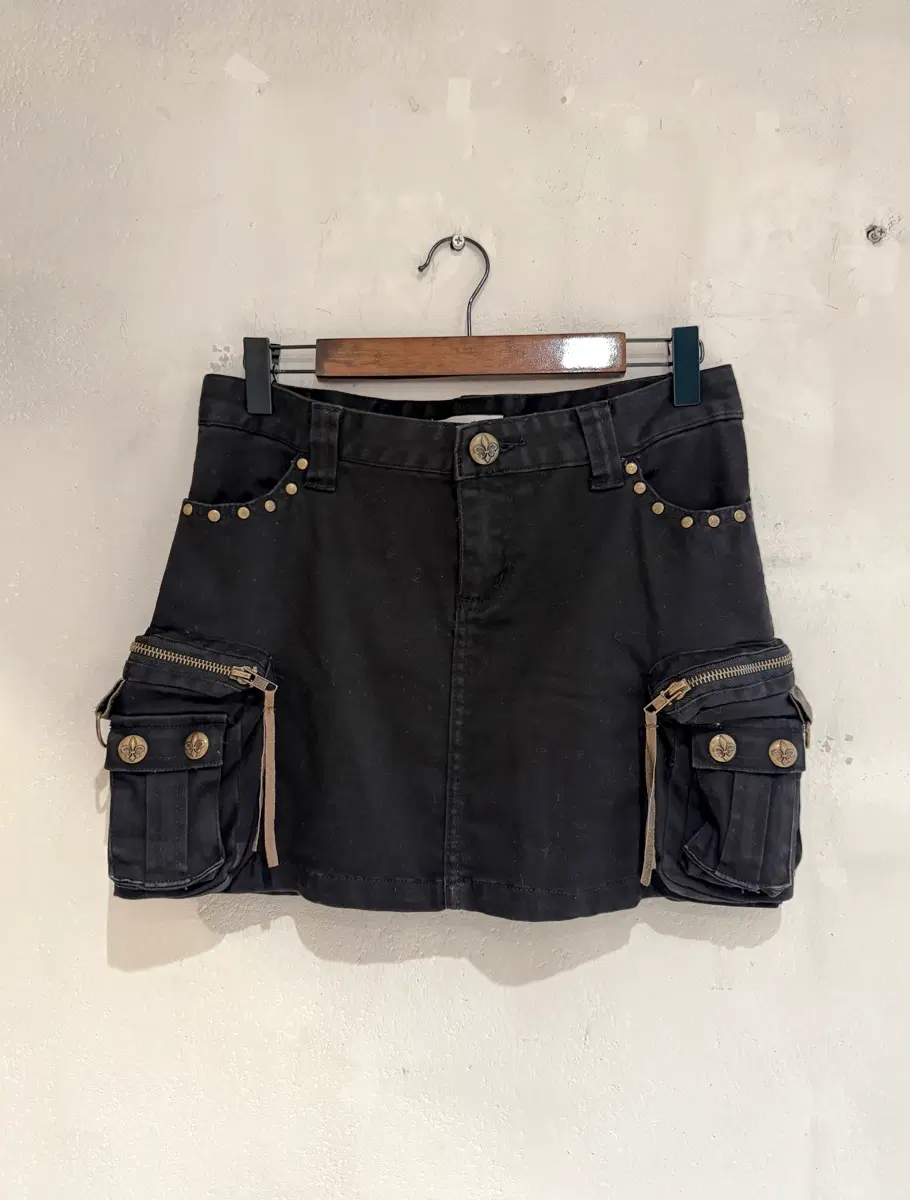 Japanese Vintage 포켓 블랙 미니스커트