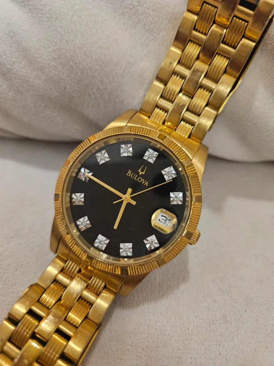 부로바 Bulova 다이아 인덱스 금장 빈티지 시계 쿼츠