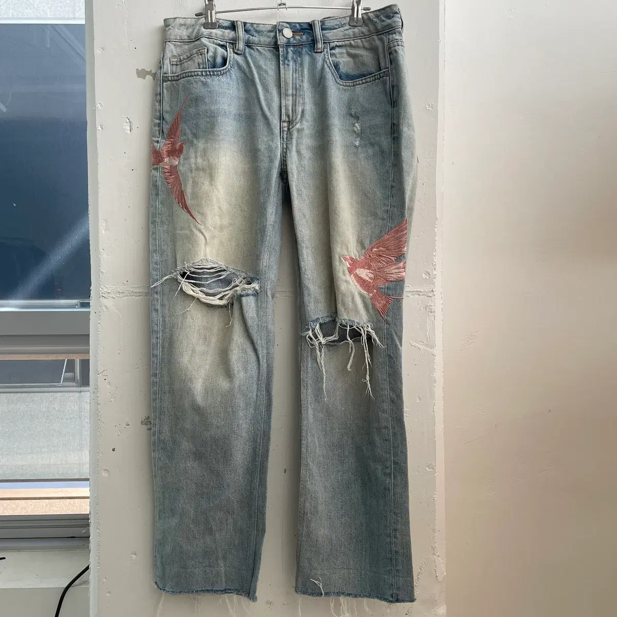 (27) 올세인츠 알라나 버드 자수 데님 팬츠 청바지