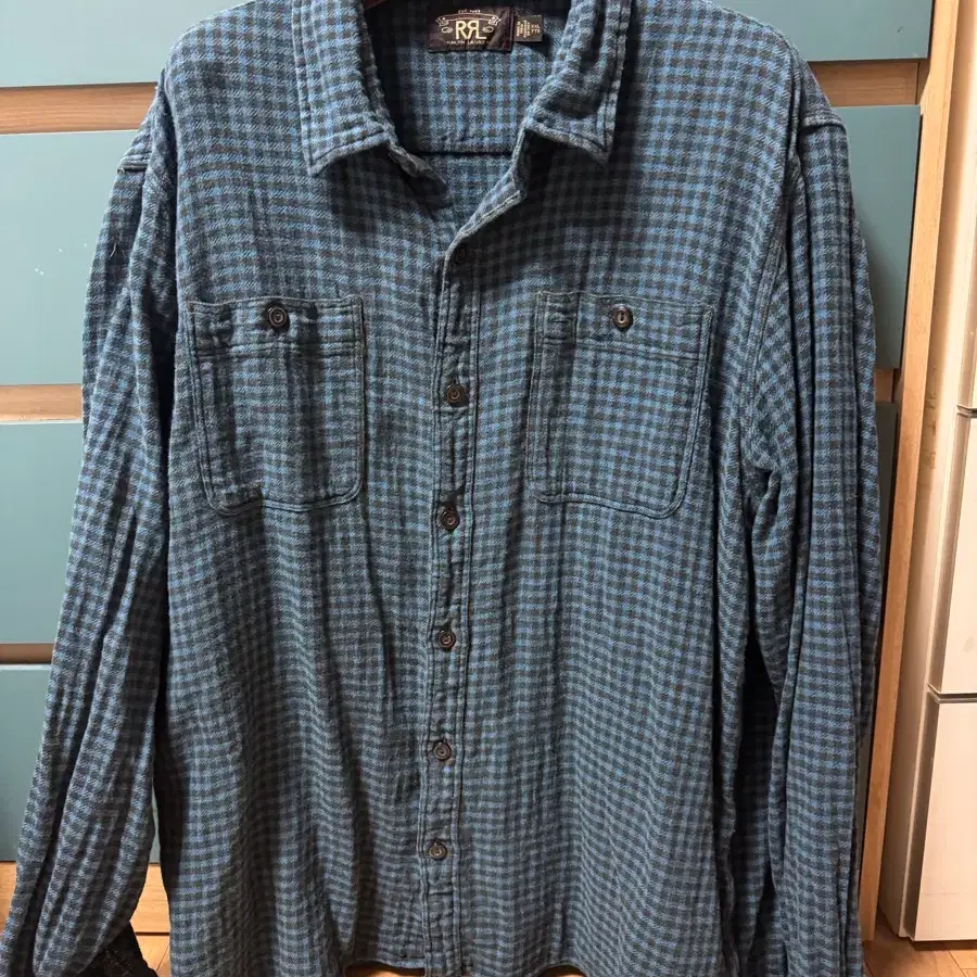 RRL 체크 셔츠 블루 xxl