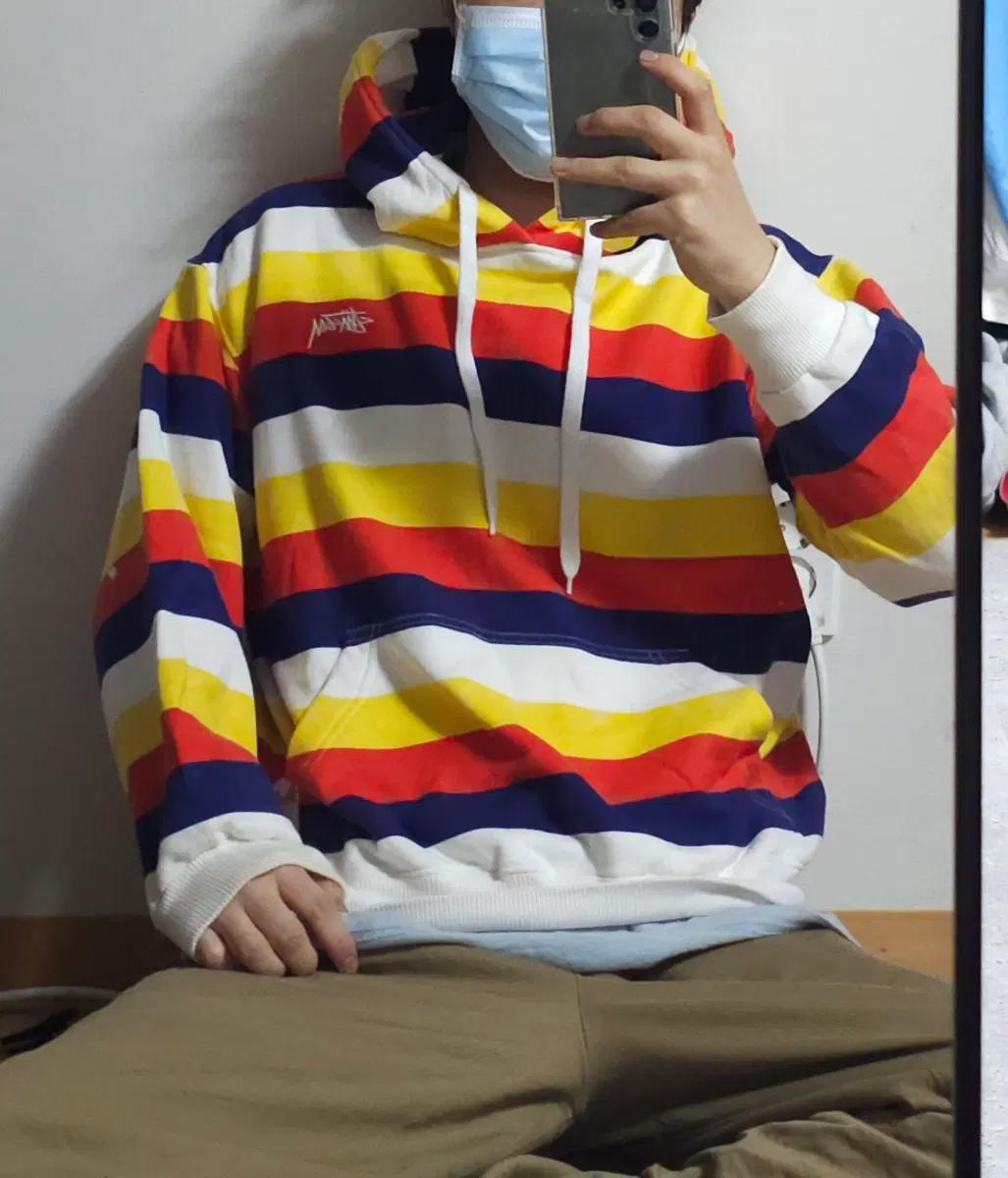 스투시 00s 무지개 오버핏 후드티