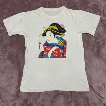 90s 기타가와 우타마로 자포니즘 싱글 스티치 티셔츠