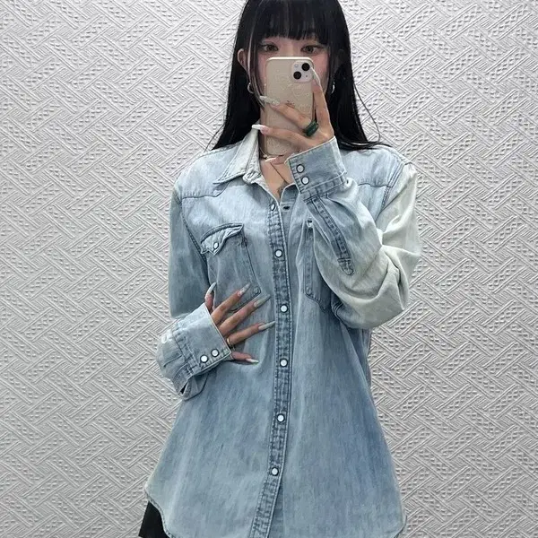 리바이스 빈티지 컨트리 웨스턴 90's 워싱 데님 셔츠 L C15279