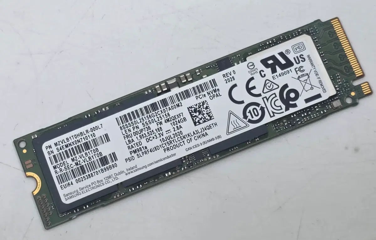 삼성 PM981 / PM981a 1TB M.2 NVMe SSD PCIe 3.0 TLC