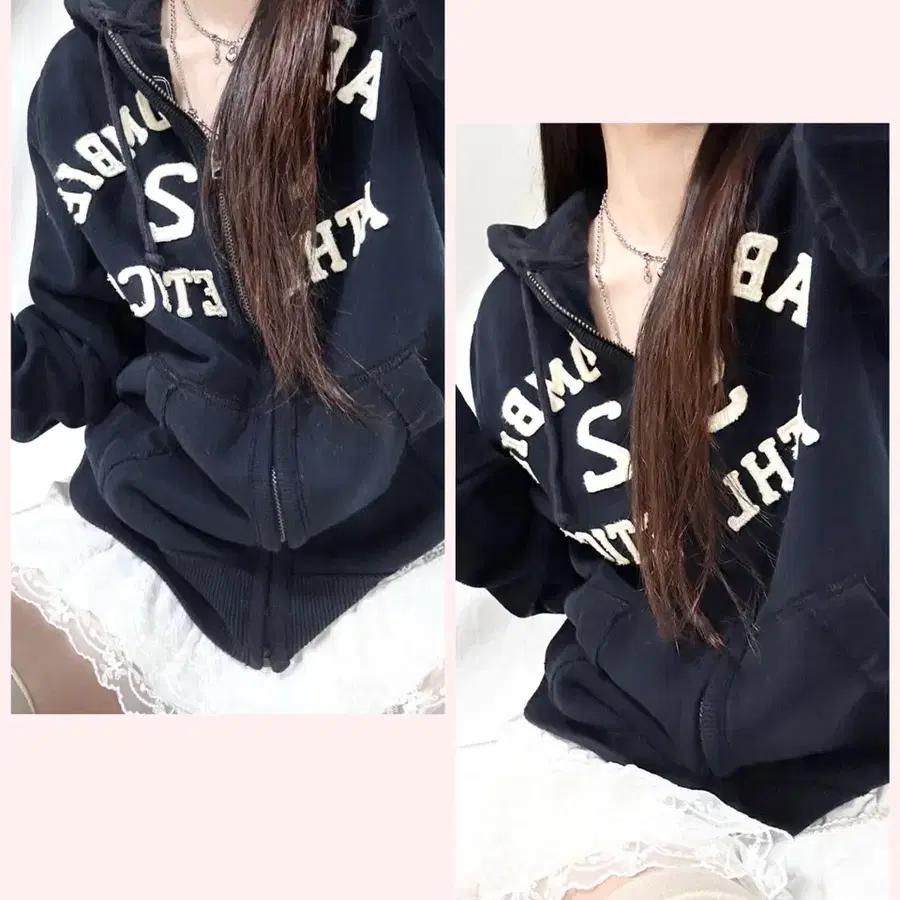 아베크롬비 아치로고 다크네이비 헤비스웻 후드집업