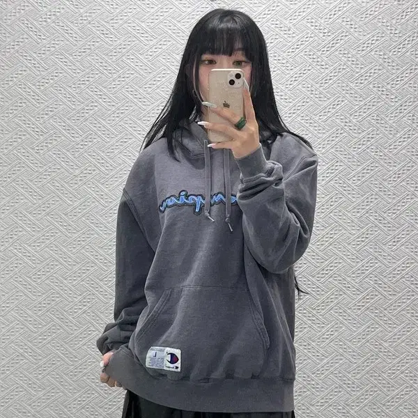 챔피온 빈티지 레트로 컬러 패치 로고 후드티 L C15256